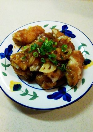 レンコンと手羽先のおろし醤油たれ焼き-レシピのメイン写真