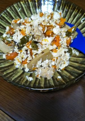豆腐崩して美味しく、ししとう鶏肉煮物-レシピのメイン写真