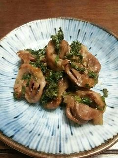 甘辛おつまみ、砂肝の大葉にんにく炒め。-レシピのメイン写真