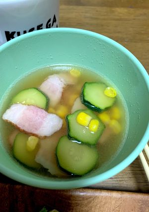 ズッキーニとベーコンのスープ-レシピのメイン写真