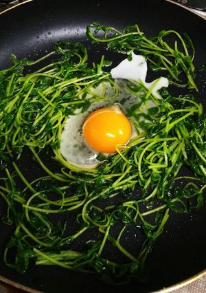 ☆豆苗の巣籠もりたまごとじ♪(^-^)-レシピのメイン写真