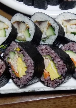 焼き鯖の巻き寿司と黒米サラダ巻き-レシピのメイン写真