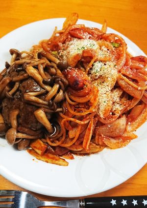 ナポリタンハンバーグのせ☆簡単-レシピのメイン写真