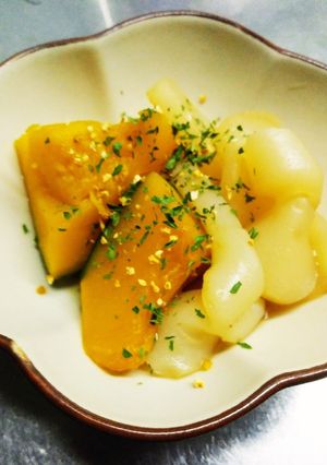 カボチャとコンニャクの薄甘煮-レシピのメイン写真