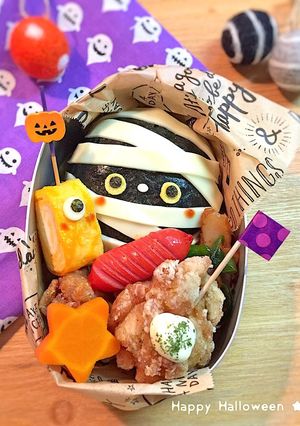 チーズのミイラおにぎり弁当☆キャラ弁-レシピのメイン写真