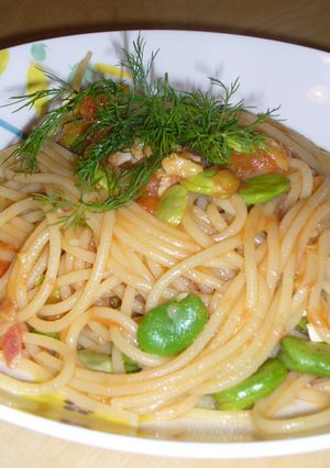 そら豆のトマトスパゲティ-レシピのメイン写真