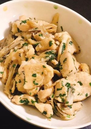 鶏胸肉と舞茸の大葉バター炒め-レシピのメイン写真