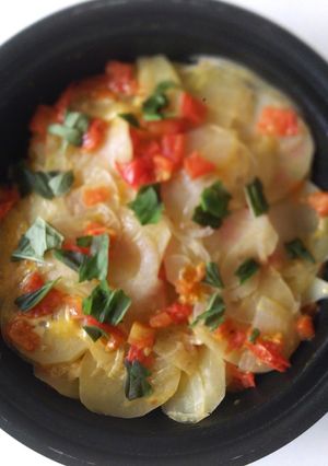 じゃが芋と玉葱とトマトの重ね煮バジル風味-レシピのメイン写真