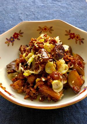茄子と豚挽肉の甘味噌炒め＊ねぎ風味＊節約-レシピのメイン写真