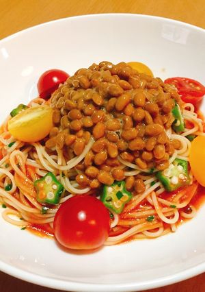 美肌!納豆ネバネバ野菜冷製カッペリーニ-レシピのメイン写真