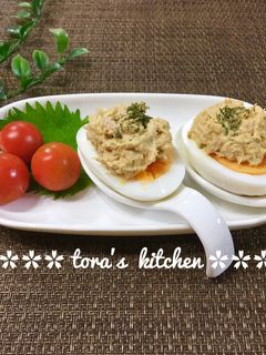 ゆで卵de簡単おつまみ☘️ツナカレー-レシピのメイン写真