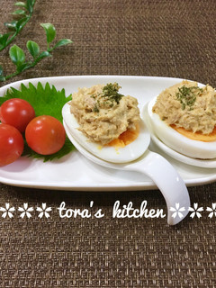 ゆで卵de簡単おつまみ☘️ツナカレー-レシピのメイン写真