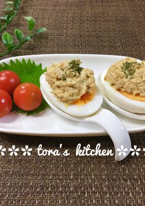 ゆで卵de簡単おつまみ☘️ツナカレー-レシピのメイン写真