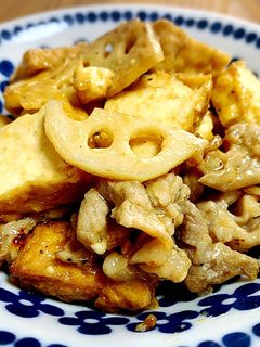 豚こまと厚揚げ・れんこんのオイマヨ炒め-レシピのメイン写真