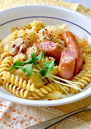 レンジで簡単⭐️フジッリのペペロンチーノ-レシピのメイン写真