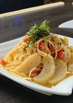 桃缶使い切り♡絶品！桃トマトの冷製パスタ-レシピのメイン写真
