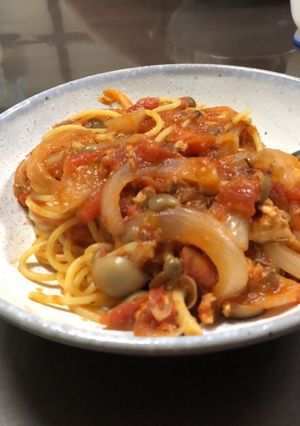 サバ缶 トマト缶 簡単パスタ-レシピのメイン写真