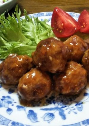 蒲鉾と牛蒡入り肉団子の梅黒酢あんかけ-レシピのメイン写真