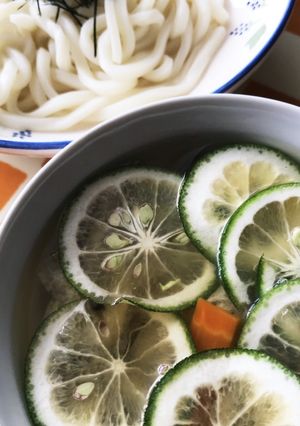 夏のいたわり★カボスの温つけ麺-レシピのメイン写真