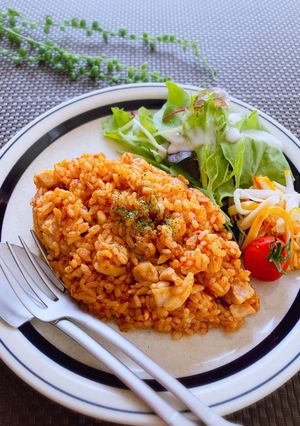炊飯器で簡単★もち麦入りチキンライス-レシピのメイン写真