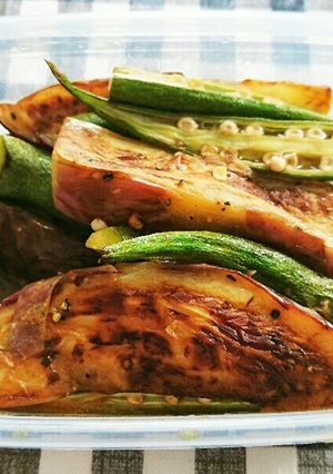 アレキサンドラなすと丸おくらの焼き浸し-レシピのメイン写真