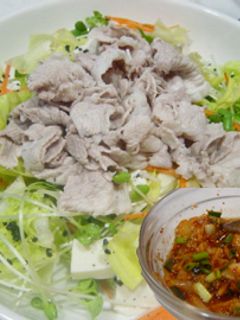ピリ辛キムチポン酢ソースの冷しゃぶサラダ-レシピのメイン写真
