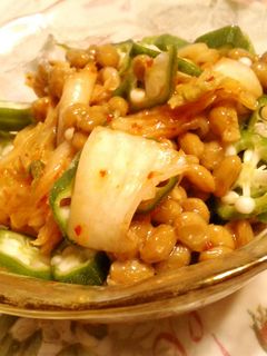 快腸生活!オクラのキムチ納豆和え-レシピのメイン写真