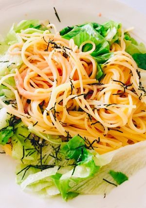 レタスでカサ増し♬ 明太子パスタ-レシピのメイン写真