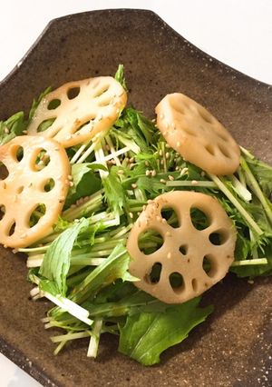 水菜とレンコンのサラダ-レシピのメイン写真