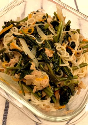 空芯菜でそうめんちゃんぷるぅ-レシピのメイン写真