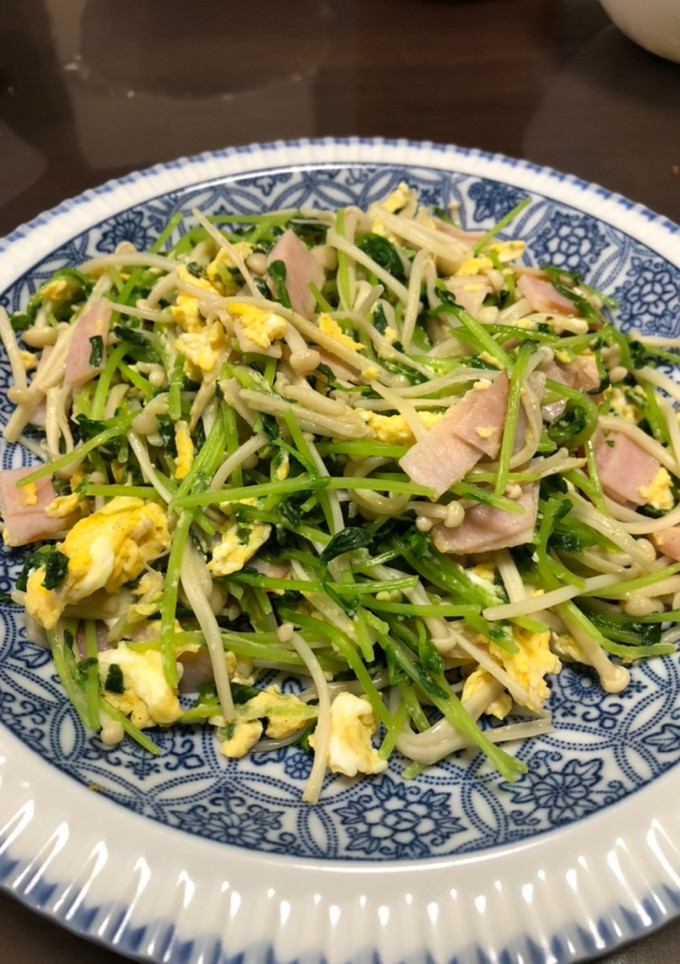 豆苗とえのきのハム玉炒め-レシピのメイン写真