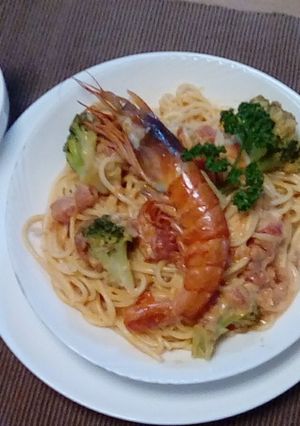 海老とブロッコリーのトマトクリームパスタ-レシピのメイン写真