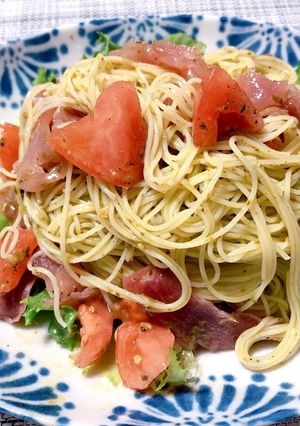 超簡単トマトと生ハムのジェノベーゼパスタ-レシピのメイン写真