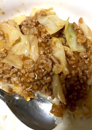 ひき肉とキャベツの辛味噌炒め丼-レシピのメイン写真
