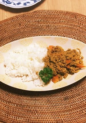 コンソメ出し材料の肉と野菜でキーマカレー-レシピのメイン写真