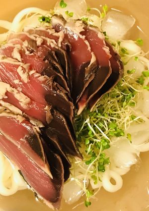 かつおのたたき活用●冷製スプラウトうどん-レシピのメイン写真