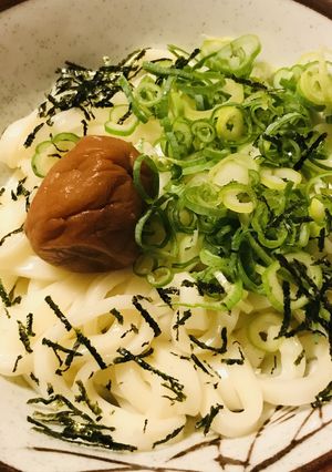 ネギと梅干しのシンプルぶっかけうどん-レシピのメイン写真