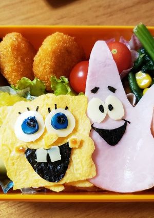 型取るだけ簡単☆スポンジボブ キャラ弁♪-レシピのメイン写真