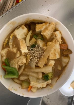 お一人様さっぱりオイ梅マヨ味豆腐野菜炒め-レシピのメイン写真