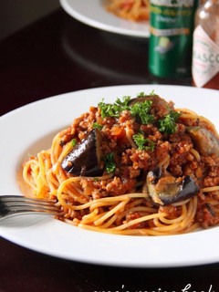 揚げナスと挽肉のトマトパスタ-レシピのメイン写真