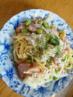 ベーコン、枝豆の生クリームパスタ-レシピのメイン写真