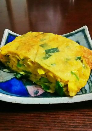 ニラ玉コーンのおかずオムレツ。-レシピのメイン写真