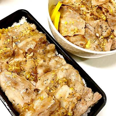 ねぎ塩豚カルビ弁当(麦飯)再現レシピ★