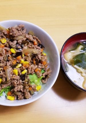 簡単！野菜もお肉も、がっつりそぼろ丼♪-レシピのメイン写真