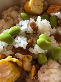 納豆と枝豆のまぜご飯(卵焼き入り)-レシピのメイン写真