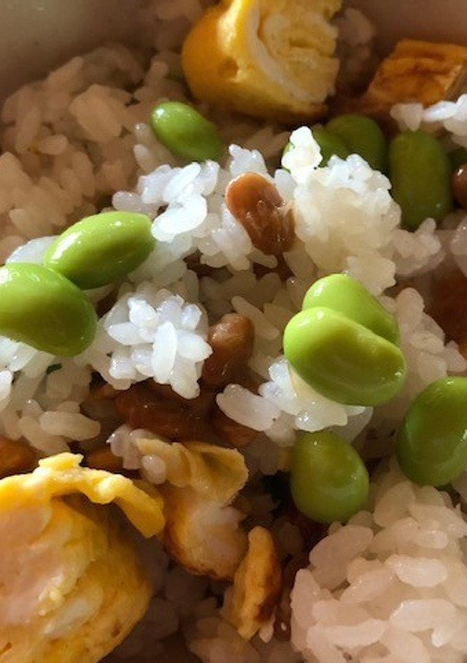 納豆と枝豆のまぜご飯（卵焼き入り）-レシピのメイン写真