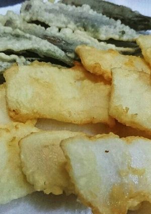 イカの刺身と、赤おくらの天ぷら☆-レシピのメイン写真