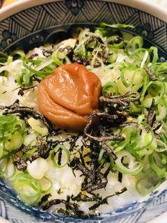 ネギ&梅干しの玉子粥・塩昆布かけ-レシピのメイン写真