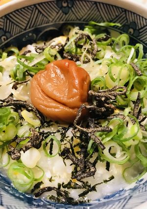 ネギ＆梅干しの玉子粥・塩昆布かけ-レシピのメイン写真
