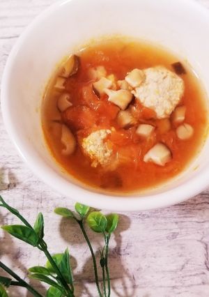鶏団子のトマトスープ(椎茸入り)簡単！-レシピのメイン写真
